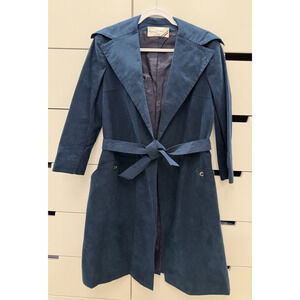 Rare Vintage 1970's Luigi's Fashions Navy Suede Trench Coat w/wide lapels Sz. 6